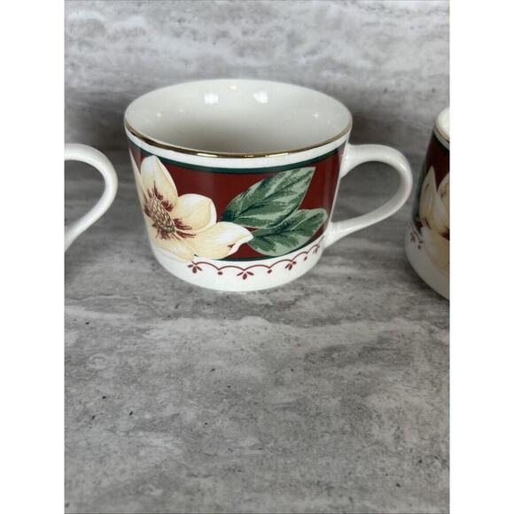 Gibson Everyday China Sweet Magnolia‎ Pattern Cup Mug Set Of 4 - Picture 3 of 16